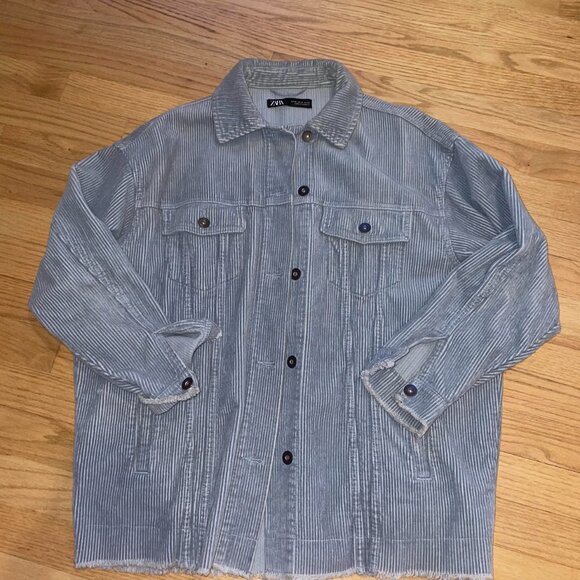 Zara corduroy baby blue oversized jacket / shacket - Picture 3 of 3